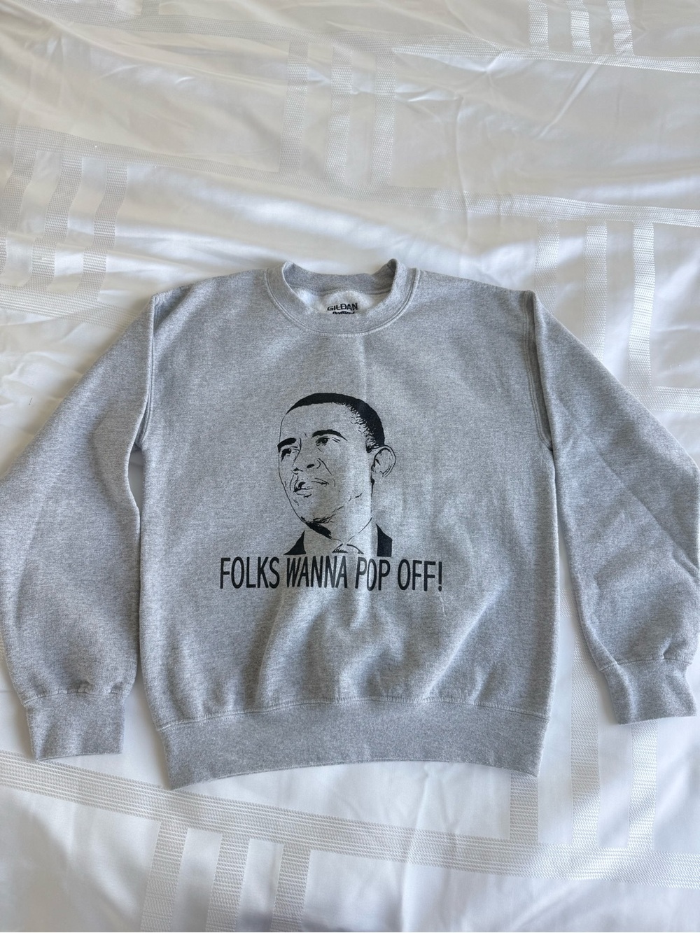 Unisex Obama Gray Crewneck Sweatshirt